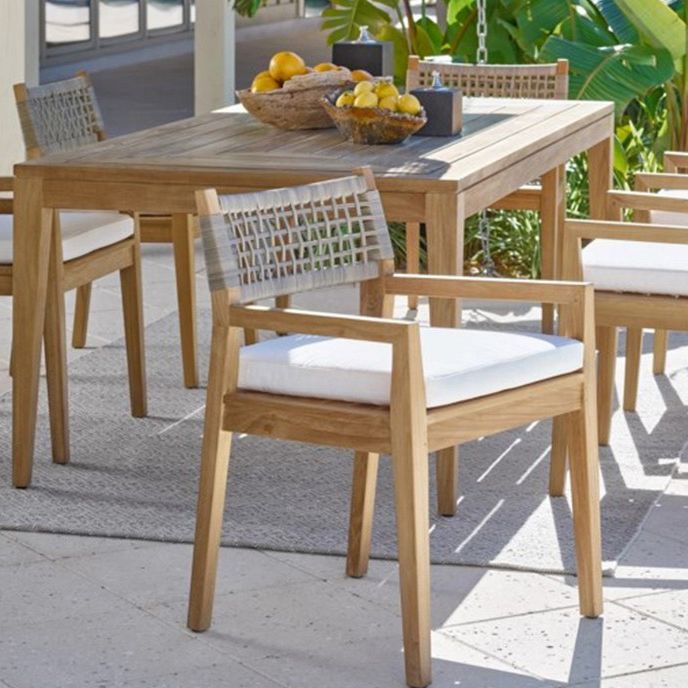 Modern Patio Dining Table Set 1/5/7 Pcs Wood Frame Patio Dining Table and Chairs