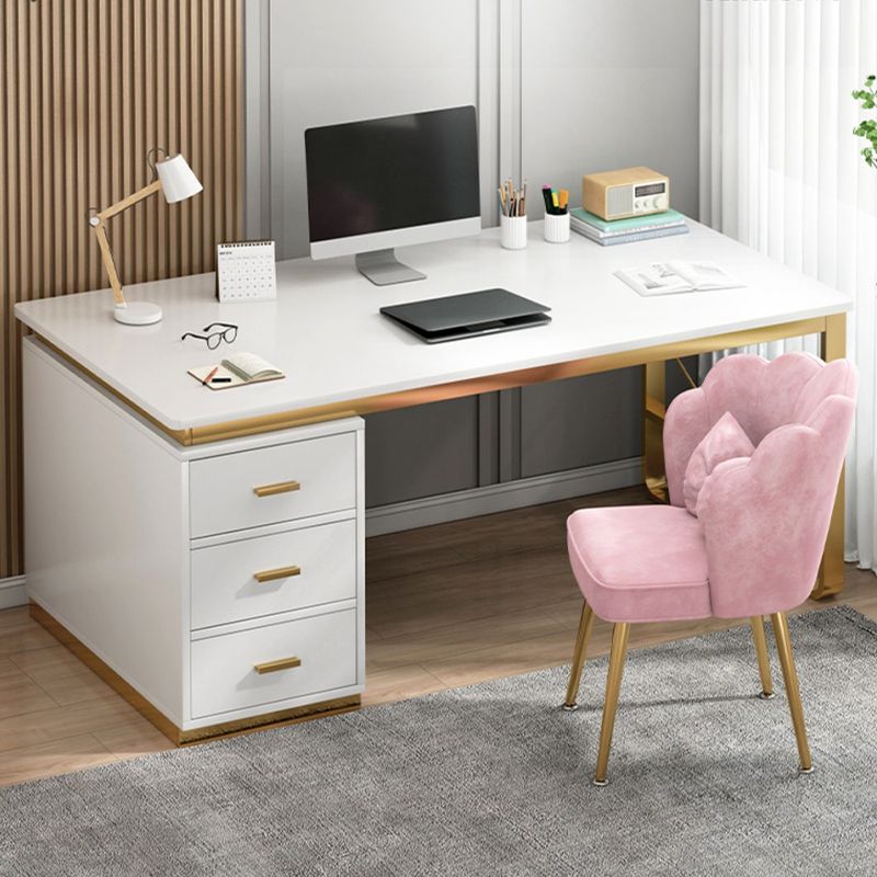 Contemporary Writing Desk Antique Finish Computer Desk with Drawers