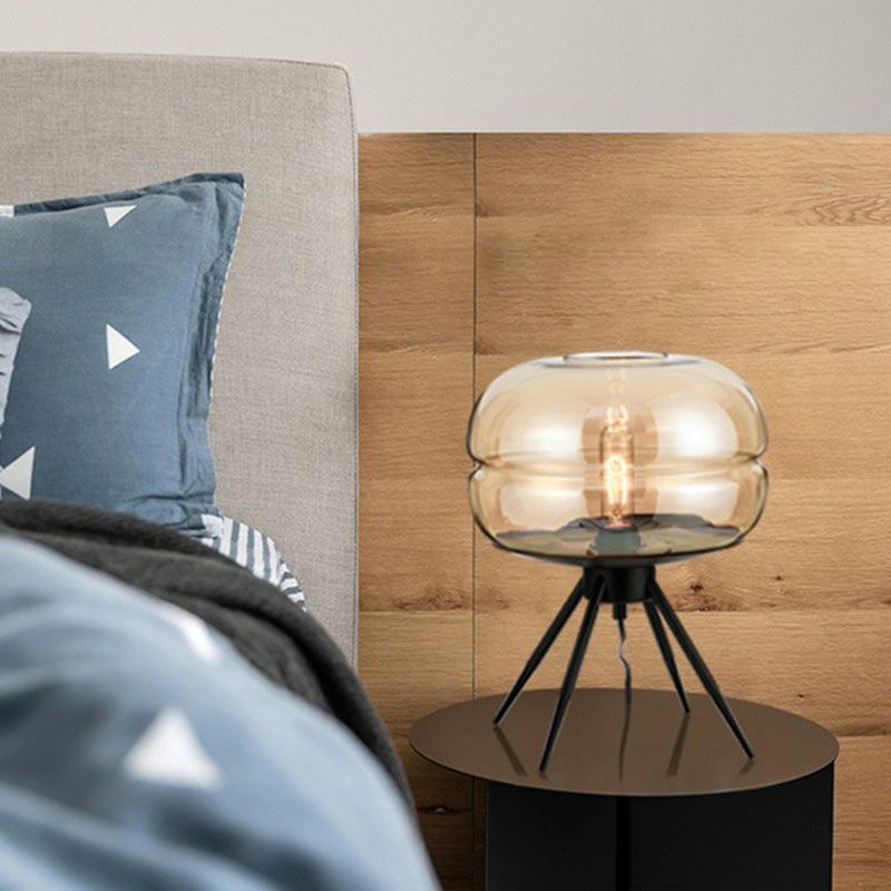 Stativ am Nachttisch Lampe Metall 1 Kopf Nordisches Nachttischlicht mit Glasglasschatten