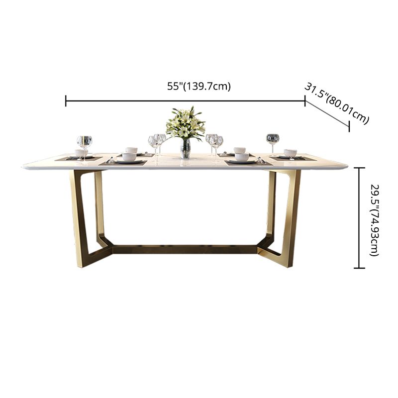 Home Scandinavian Style Sintered Stone Dining Bench Set Rectangular Dining Table with Trestle Base