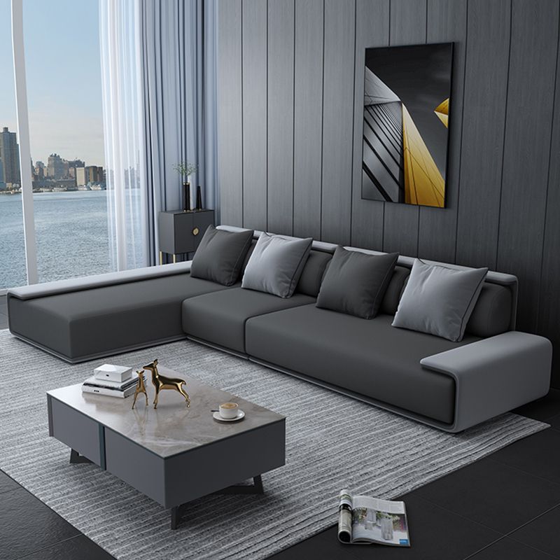 Contemporary Industrial Fabric Sofa with Bolster Pillows 29.53"High Pillow Top Arm Sofa