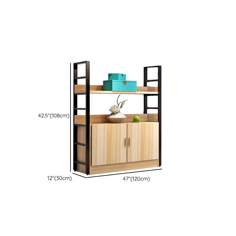 Modern Open Shelf Bookcase Engineered Wood Bookshelf with Doors for Study Room