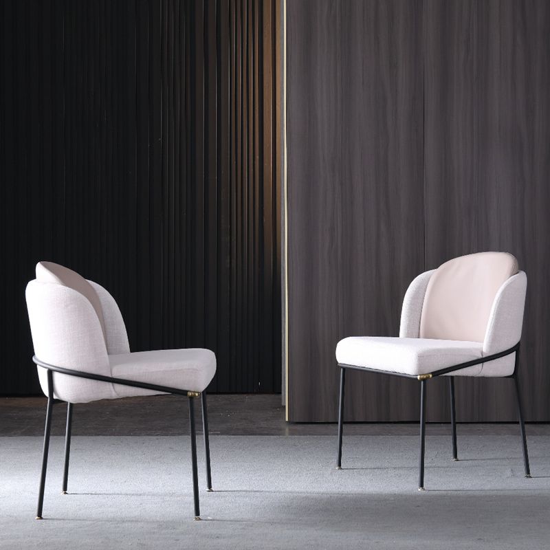 Contemporary Metal Dining Room Chairs Armless Upholstered Side Chairs for Home Use