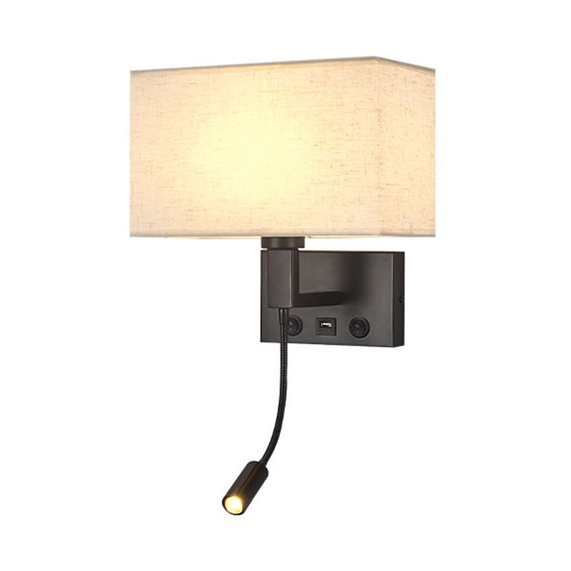 Modern Rectangular Wall Mount Lamp Fabric 2 Lights Wall Light Fixture