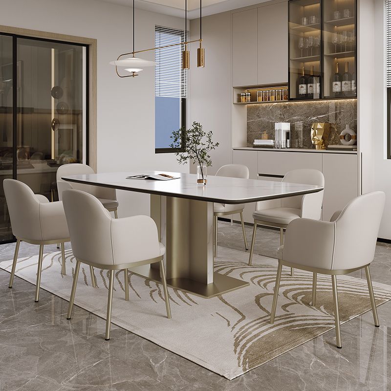 Nordic Glam Sintered Stone Rectangle Table Set 1/4/5/7 Pieces Dining Set for Home