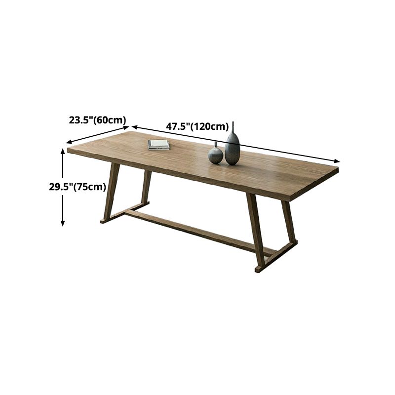 Solid Wood Contemporary Rectangular Dining Table Pine Wood Top Table with Trestle Base