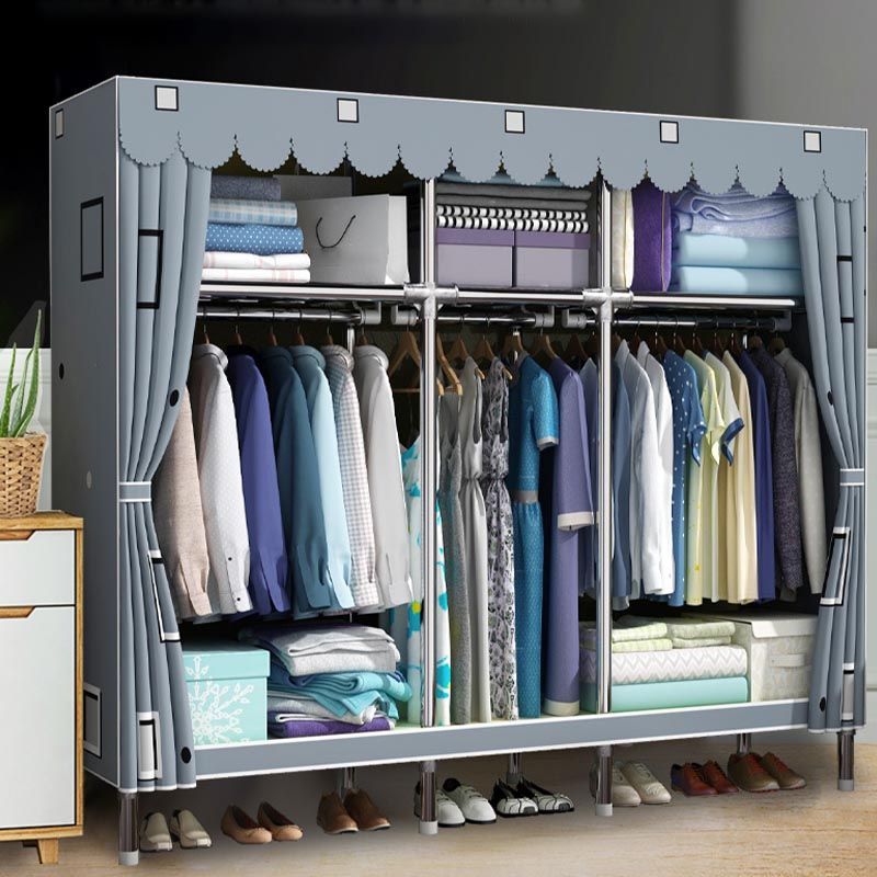 Modern Wardrobe Armoire with Legs Metal Wardrobe Cabinet with Shelves