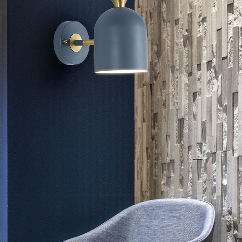 Nordic Macaron Style Shaded Wall Light Sconce Metal 1 Light Sconces
