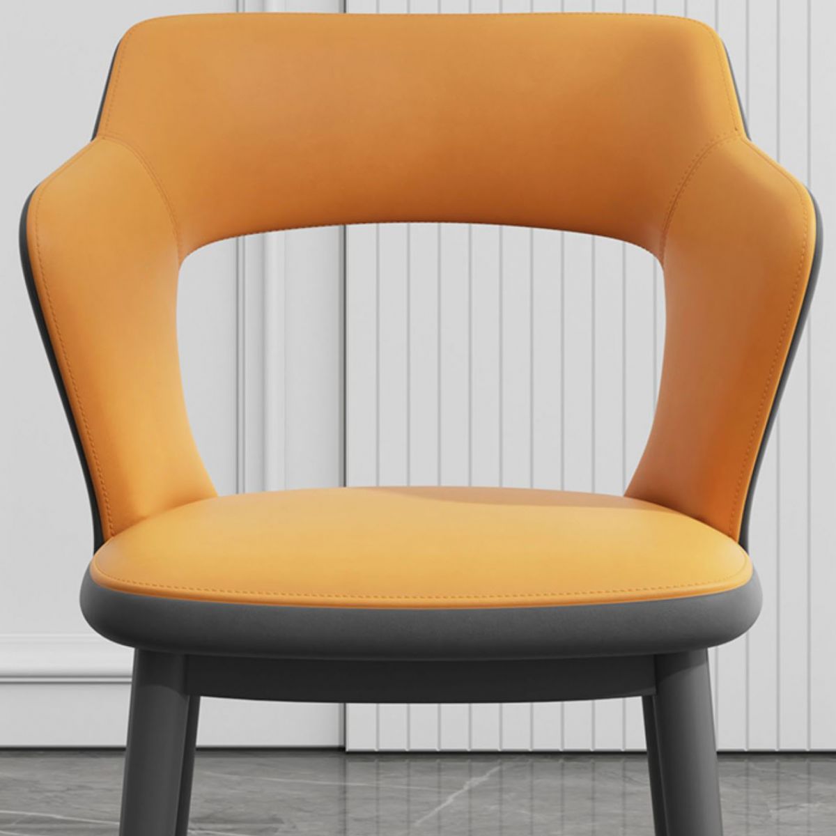 Silla de comedor tapizada casera contemporánea con respaldo abierto y acabado mate