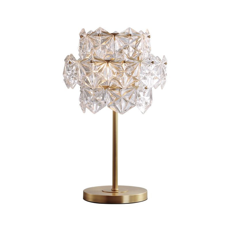Zeitgenössische hexagonale Aufgabenbeleuchtung Eisblumenkristall 6 Köpfe Lesen Lampe in Gold