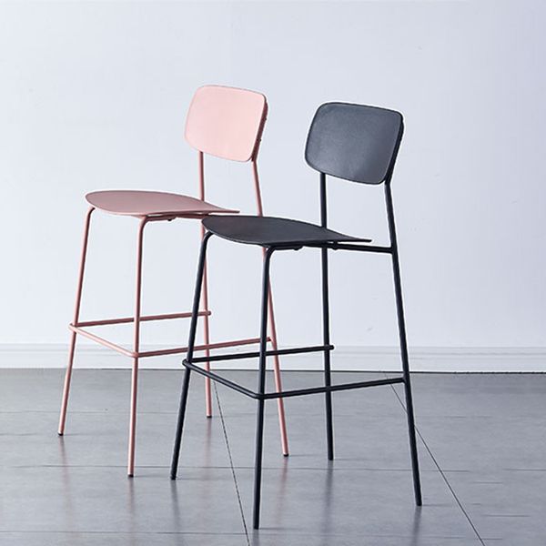 Modern Backrest Armless Counter Stool Iron Pub Stool with Plastic Cushion