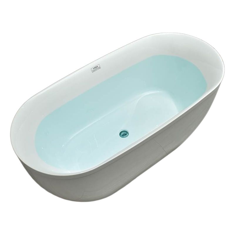 Modern Stand Alone Oval Bath Acrylic Soaking Back to Wall White Bathtub