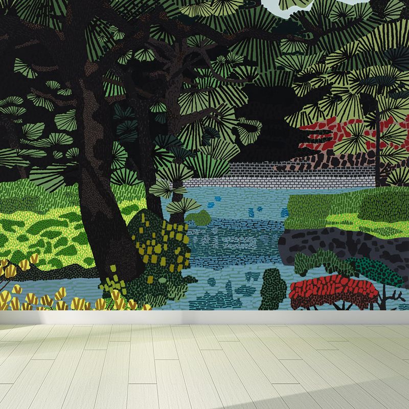 Whole Trees Mural Wallpaper Moisture Resistant Contemporary Living Room Wall Covering