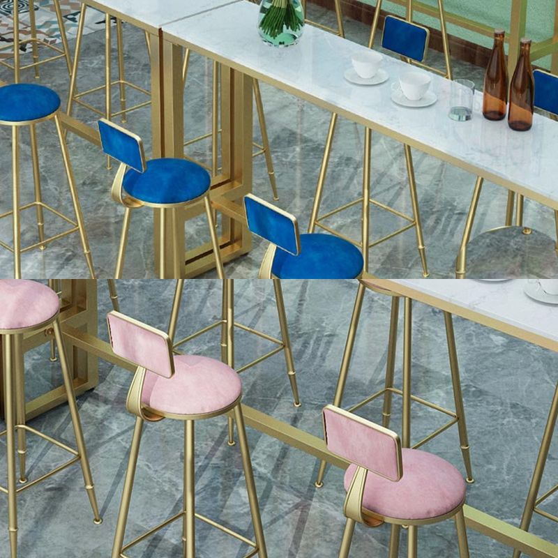 Taburete de bar con tapicería glamorosa taburete de barra con patas de hierro y espalda baja, cojín