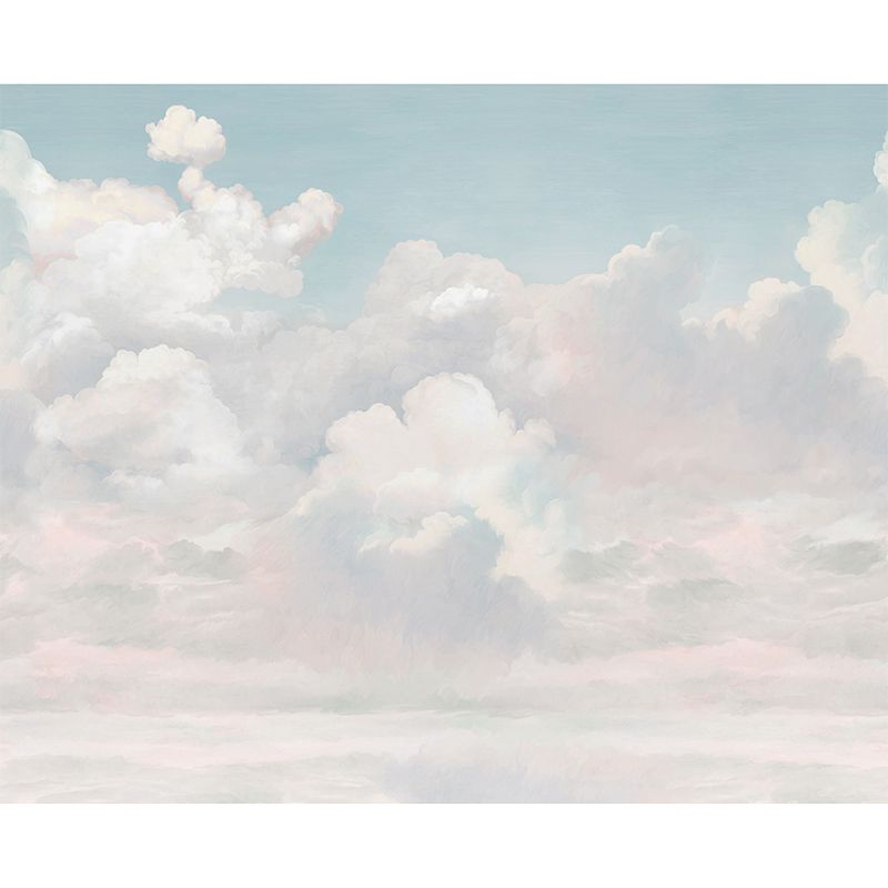 Decorative Cloudy Dust Murals Customized Natural Blue and White Wall Art for Coffee Shop and Restaurant