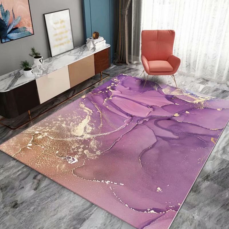 Modern Ink Painting Rug Polyester Area Carpet Stain Resistant Indoor Rug for Living Room