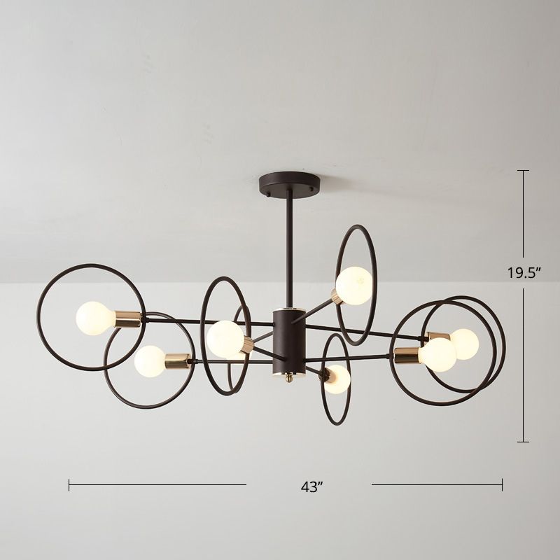 6/8/12-Head-Stufe Kreis Anhänger Kronleuchter Dachboden Style Kaffeeisen-Decke Anhänger Licht für Wohnzimmer