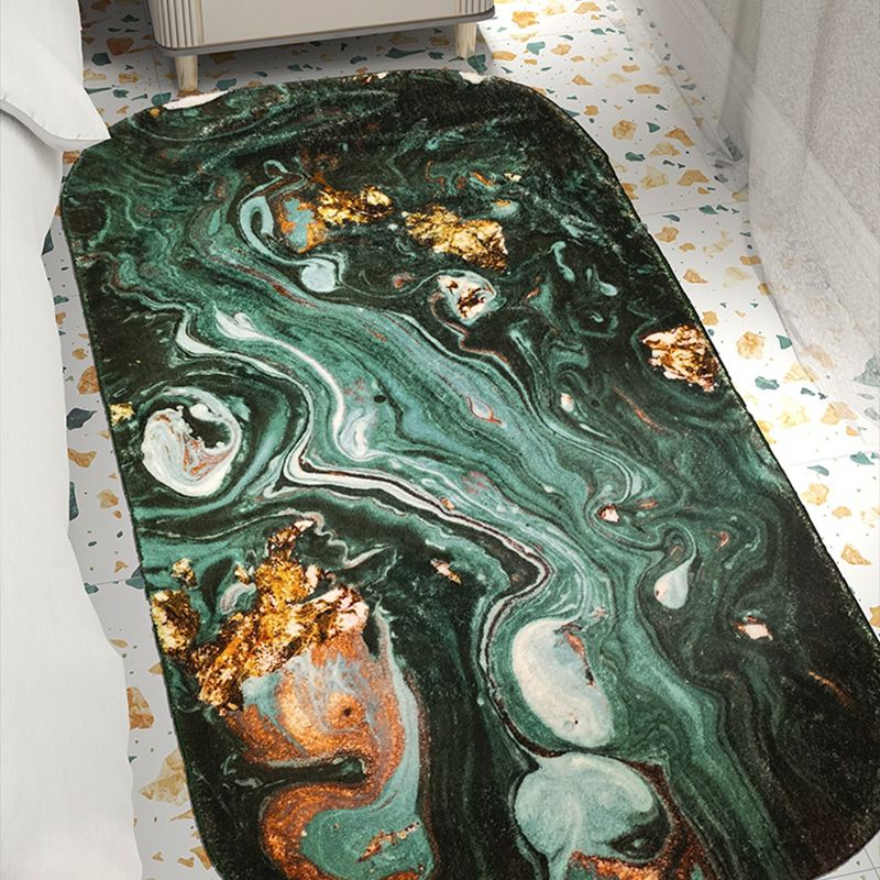 Blackish Green Abstract Pattern Rug Polypropylene Minimalist Indoor Rug Non-Slip Backing Pet Friendly Area Carpet for Decor