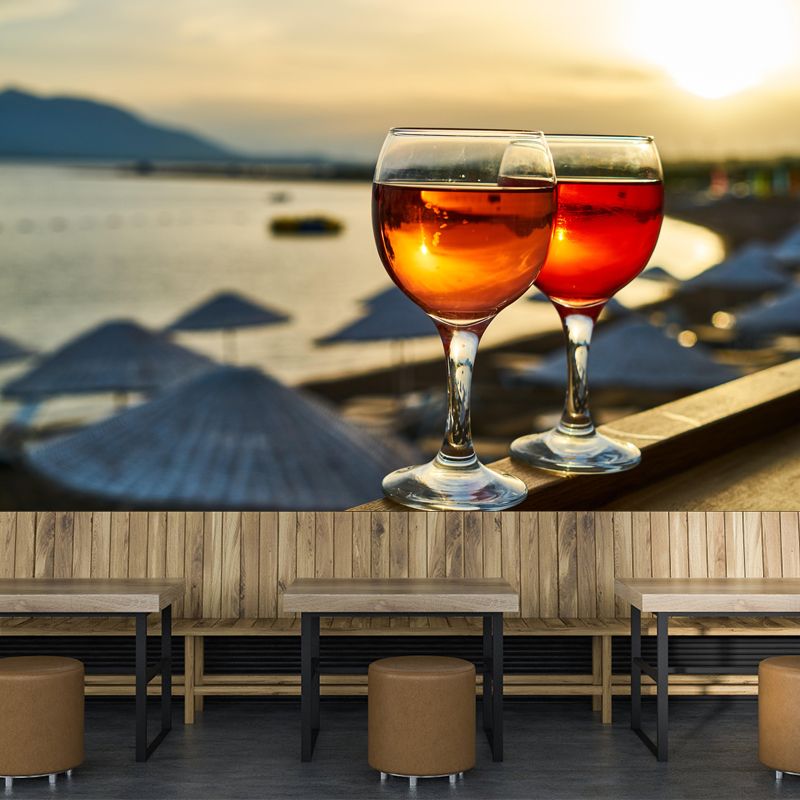 Commercial Use Wine Mural Wallpaper Stain Resistant Wall Decor for Bar Pub