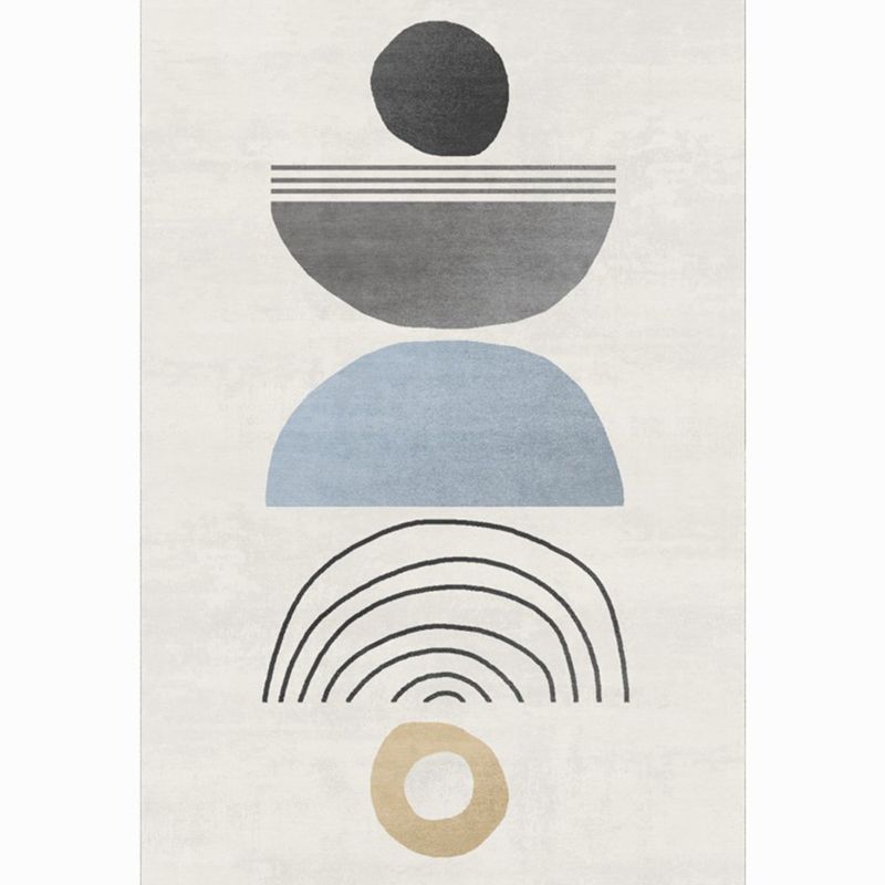 Modern Artistic Area Rug Contrast Panel Rug Polyester Non-Slip Backing Carpet for Living Room
