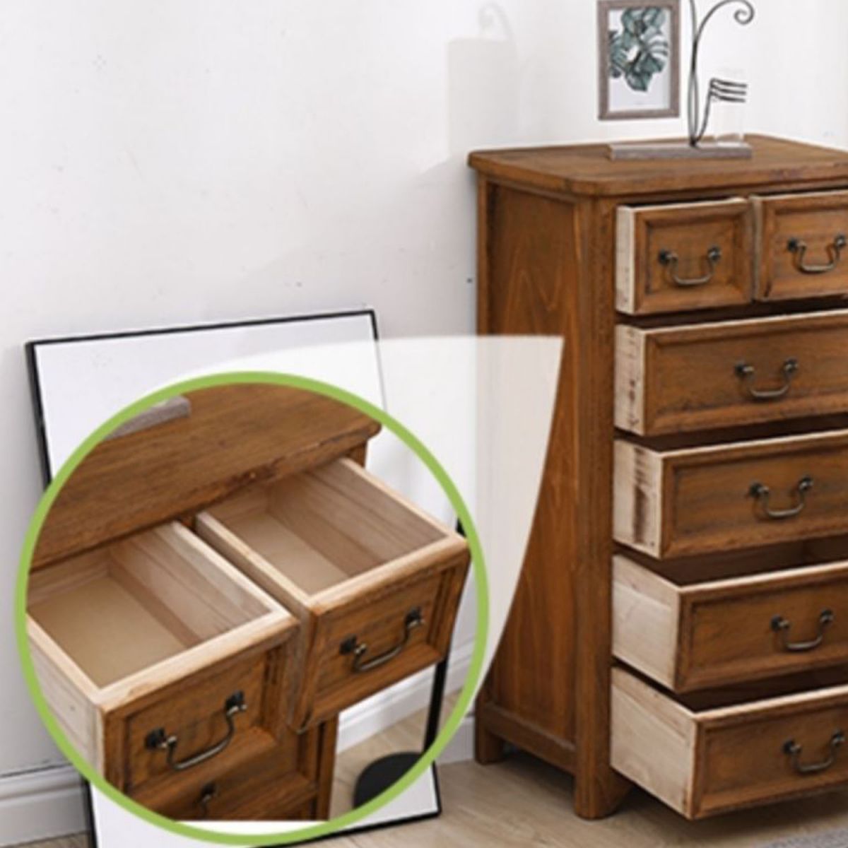 14" W Vintage Solid Wood Lingerie Chest Vertical Storage Chest with Drawers