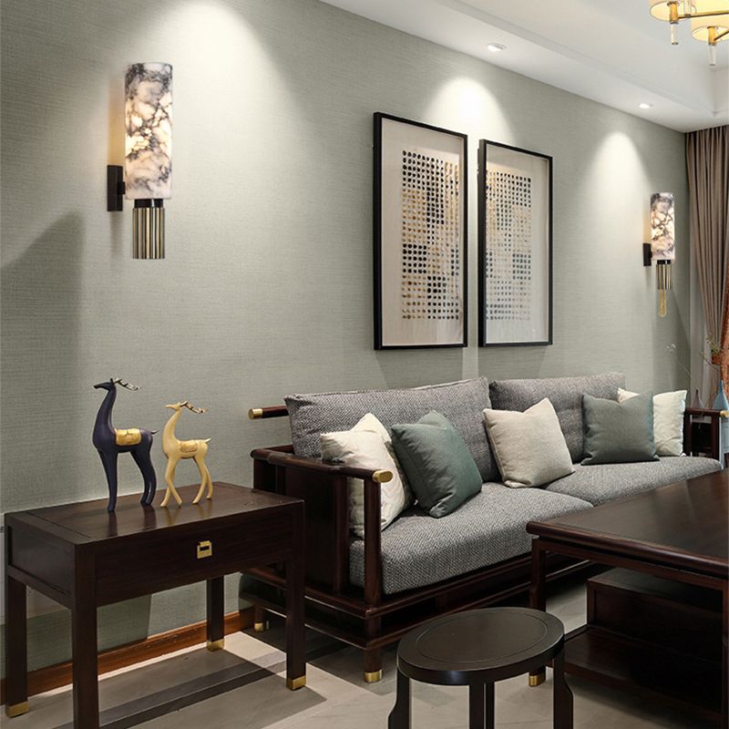 Cylinder Approche du luminaire de la lampe murale à 1 lumière moderne avec nuance de pierre blanche