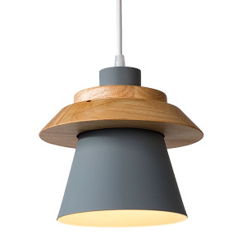 Lampe suspendue de macaron géométrique à pendentif unique nordique moderne avec ombre en fer