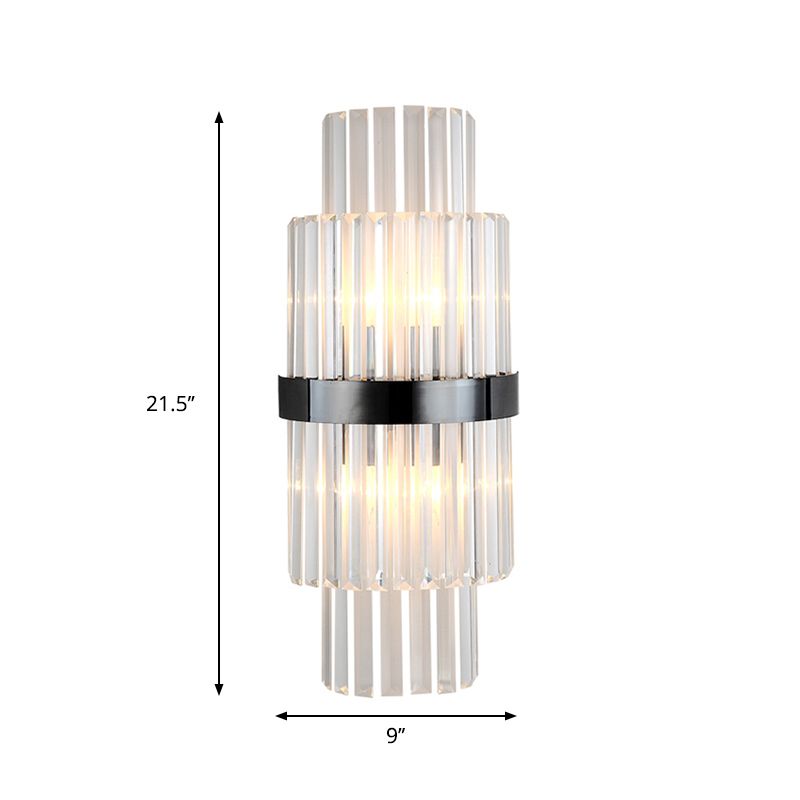 2-laag prisma wandmontage Lamp Modern helder kristal 2 lampen keuken zwarte wandverlichting met halve cilinder schaduw