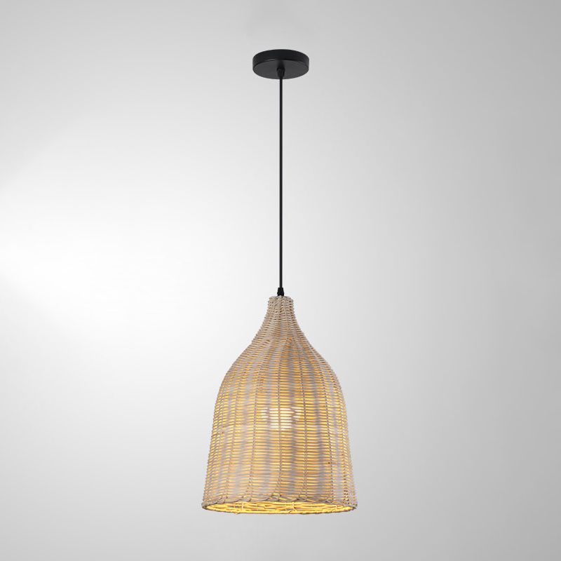 1-Licht-Hangleuchte-Leuchte asiatische Pendellampe mit Rattan-Schatten für Wohnzimmer