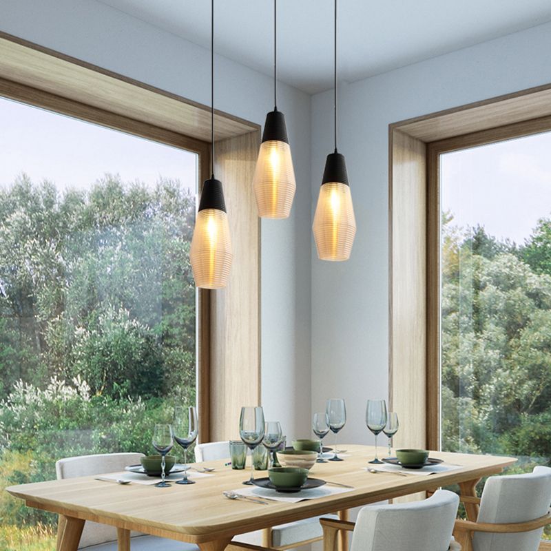 Apparecchio di illuminazione a sospensione geometrica retrò 1 lampadina in vetro ambra sospeso per sala da pranzo