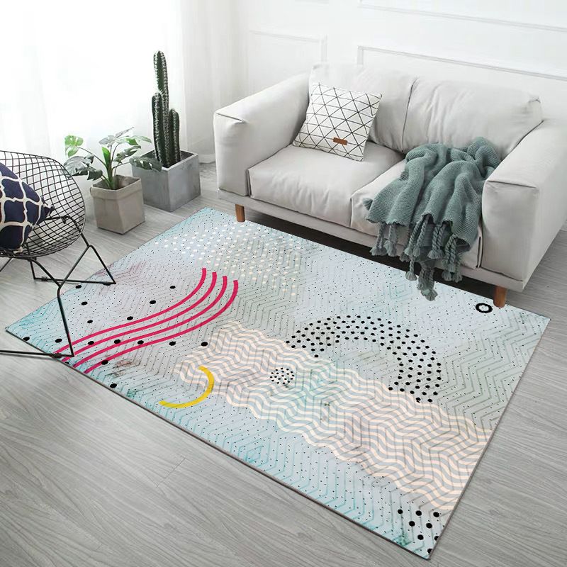 Modern Geometry Rug Polyester Rug Stain Resistant Carpet for Home Decor