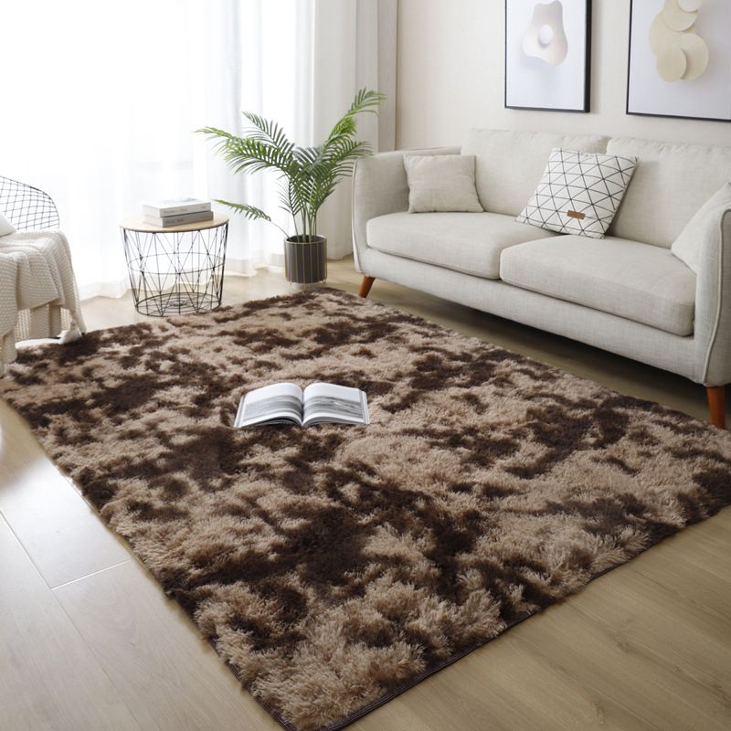 Modern Area Rug Leisure Solid Color Carpet Polyester Shag Rug with Non-Slip Backing