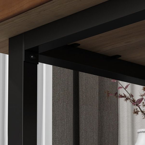 Rectangle Black Base Dining Table Industrial Wood Table for Kitchen