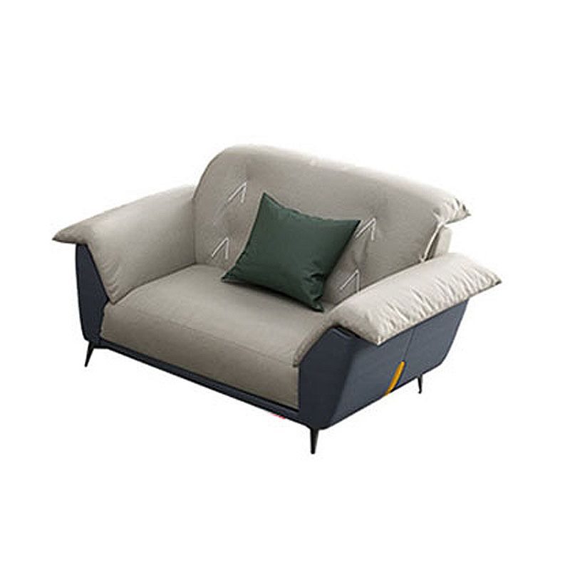 Sewn Pillow Back Sofa Modern Style 34.64" H Faux Leather Sofa