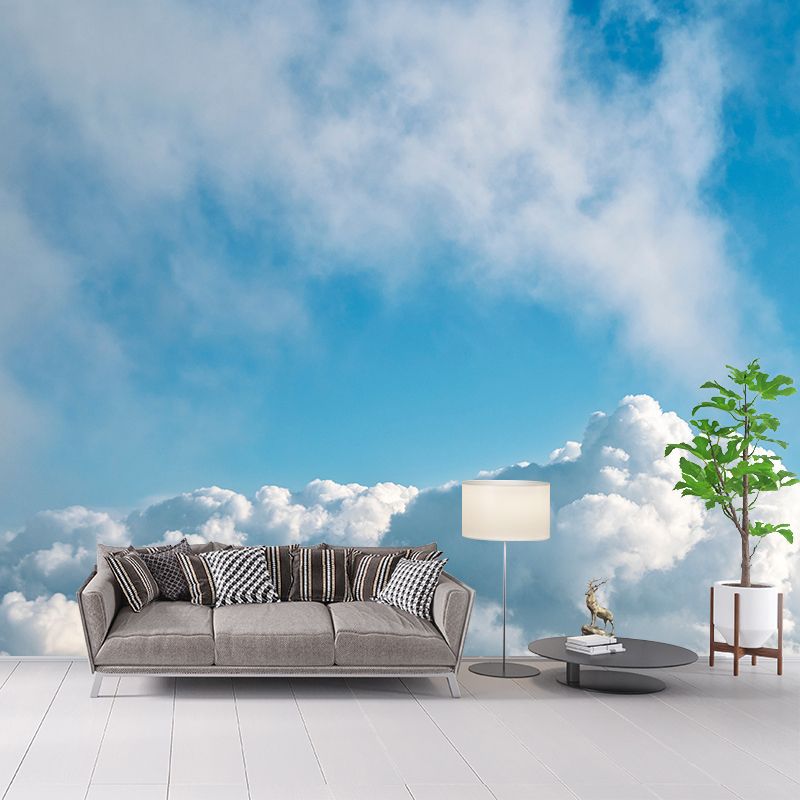 Blue Sky Mural Wallpaper with Cloud Modern Wall Decor for Sleeping Room