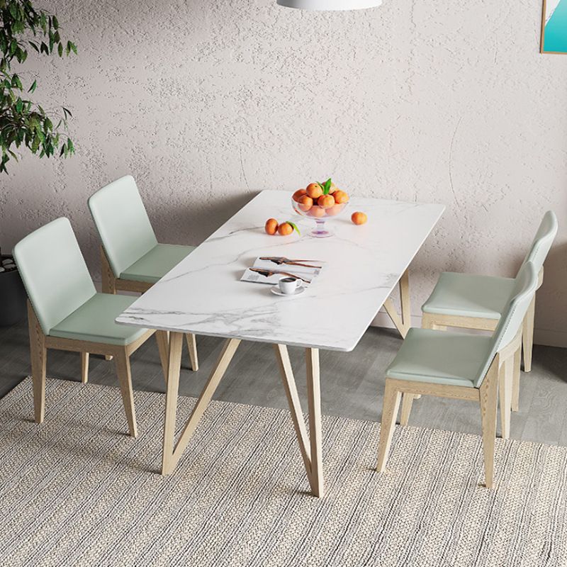 Matte Finish Dining Table Set with Wooden Frame 1/4/5/7 Pieces Glam Dinette Set for Home