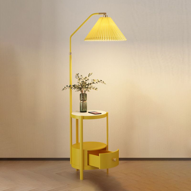Lámpara de pie colorida nórdica, lámpara de pie con sombra de arpillera y mesa para sala de estar