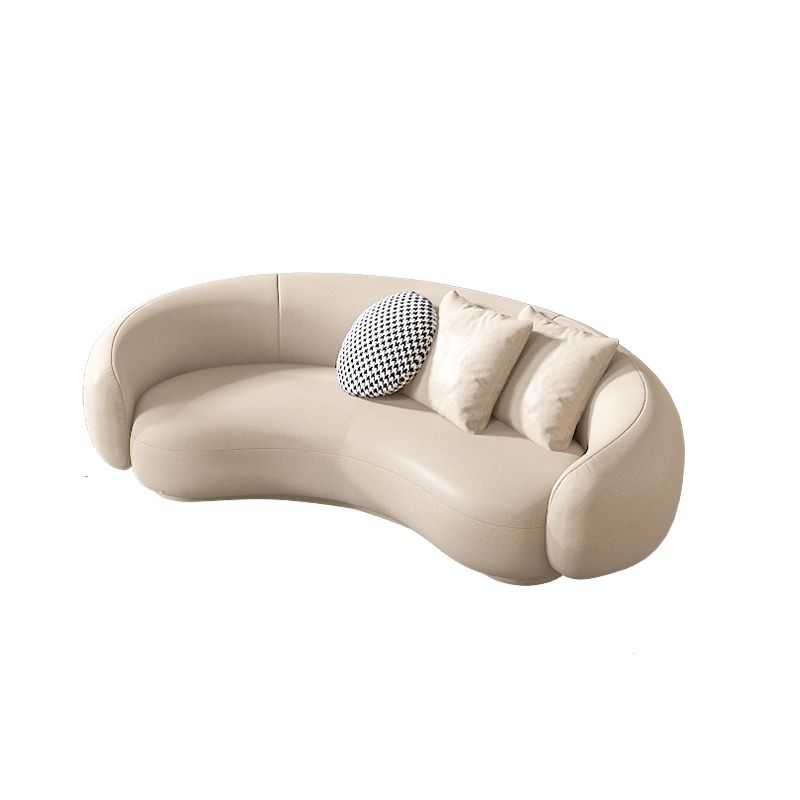 25.6" H Contemporary Faux Leather Curved Sofa for Living Room