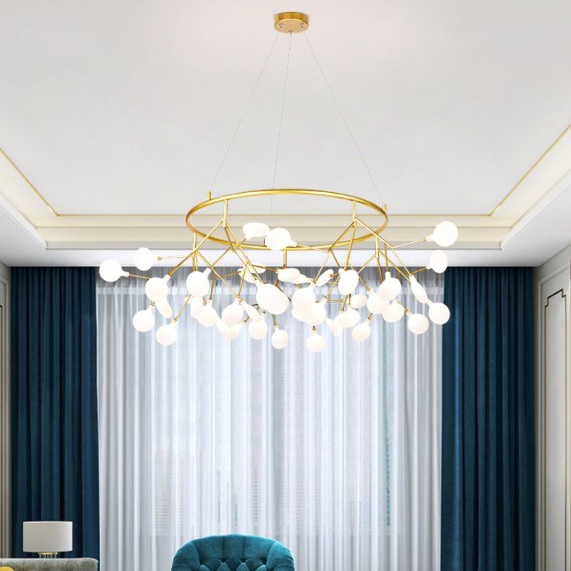 Contemporary Gold Hanging Chandelier Circle Ceiling Hanging Light Fixture
