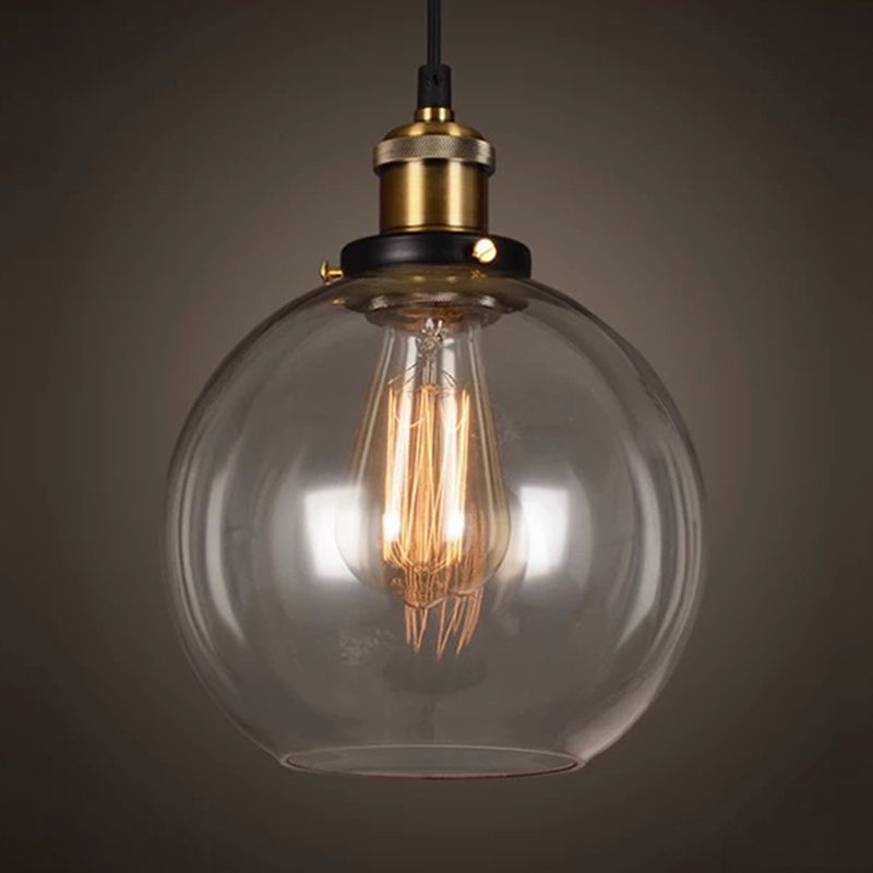 Retro Industrial 1 Lámpara de luz Lámpara de lámpara Alezo a mano iluminación colgante de vidrio para sala de estar