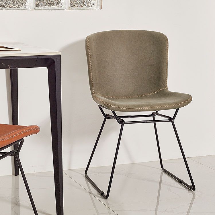 Silla de comedor de estilo moderno, silla auxiliar sin brazos con patas de metal para cocina (juego de 2)