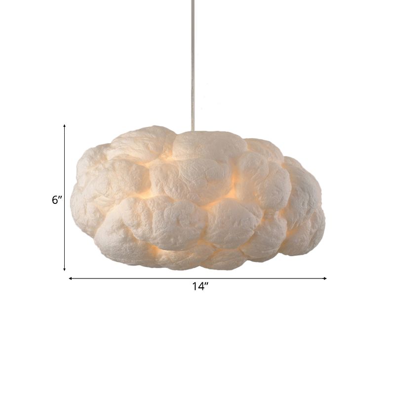 Algodón de algodón de luz colgante de nube de estilo contemporáneo 1/2/4 ligero en blanco, 14 "/16" W