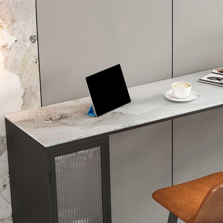 Modern Bar Table Set 1/2/3 Pieces Stone Rectangle Bar table with Upholstered Stools