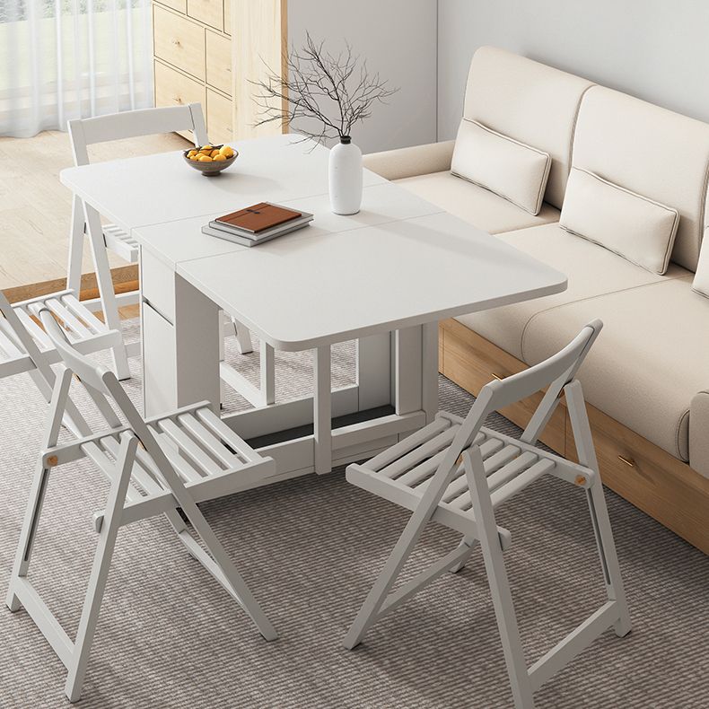Modern Style Rectangle Solid Wood Dining Site Table with Drop-Leaf