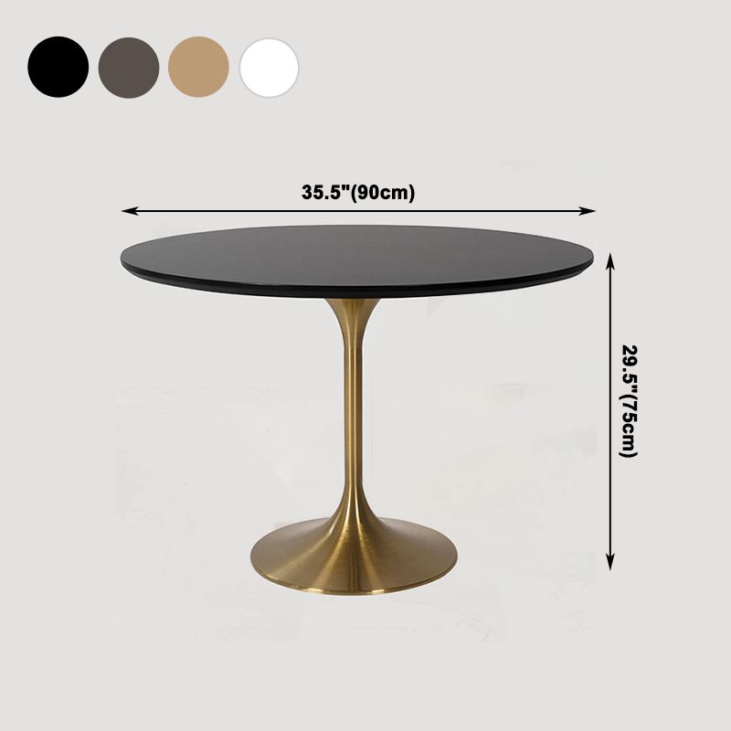 Metal Contemporary Round Dining Table Solid Wood Table for Dining Room