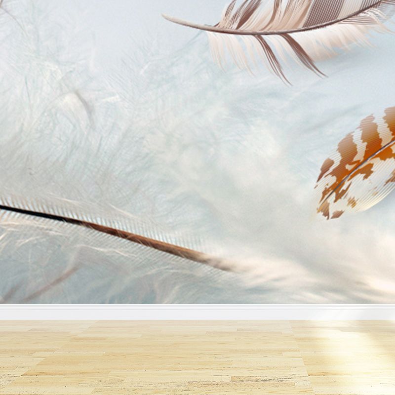 Whole Bird Feather Mural Wallpaper for Wall Decor Contemporary Girls Room Wall Art