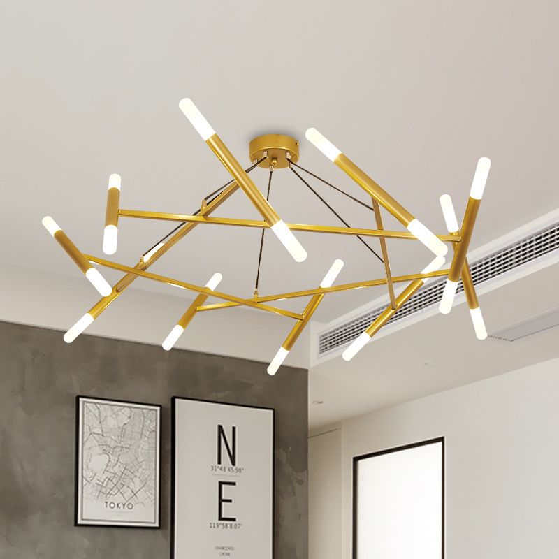 Metallic Slim Tube suspendu lampe contemporaine 20 bulbes en laiton LED PRENDANT PENDANT