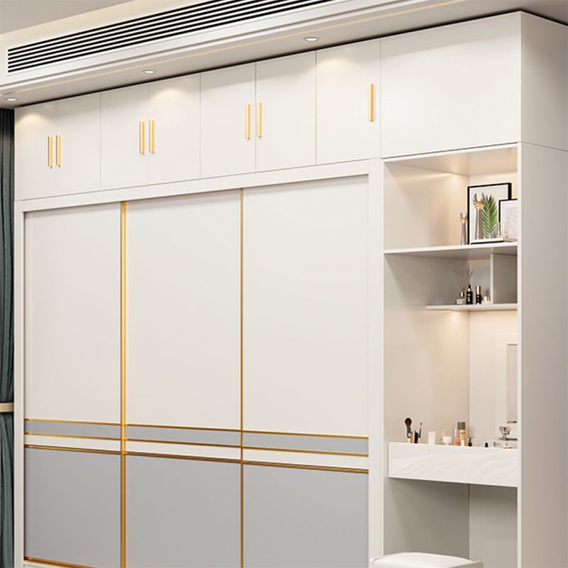 Bedroom Storage Cabinet Coastal Wooden Sliding Doors Wardrobe Armoire