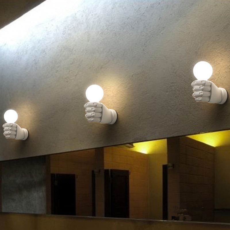 Fist Wall Sconce Art Deco Resin 1-Head White/Black Wall Mounted Light for Office