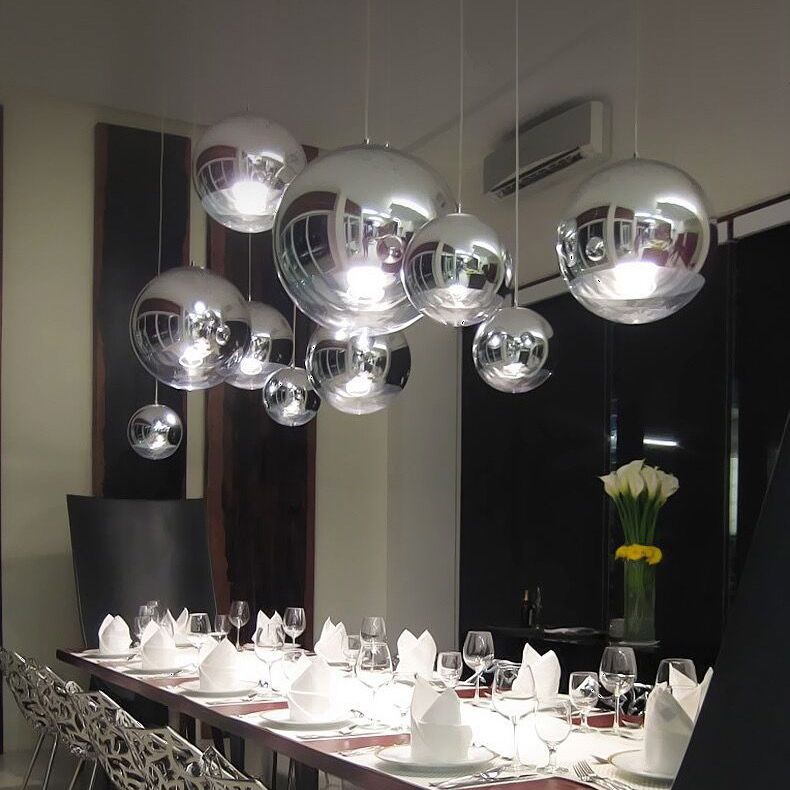 1 Light Glass Pendant Ceiling Lights Modern Spherical Hanging Ceiling Lights for Dining Room